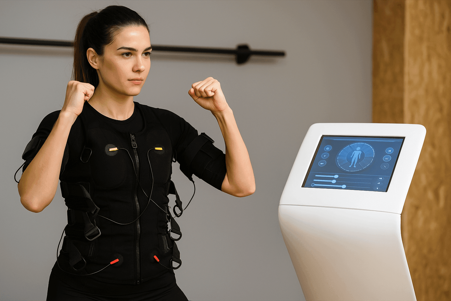 costum cu electrozi pentru ems berceni 20 minute, detaliu realist